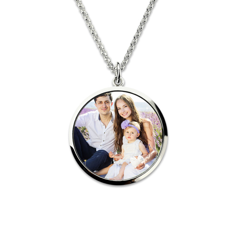Engraved Epoxy Colour Photography Necklace in Sterling Silver